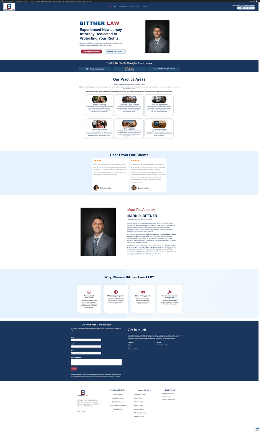 Bittner Law website, designed by Regtek Consulting