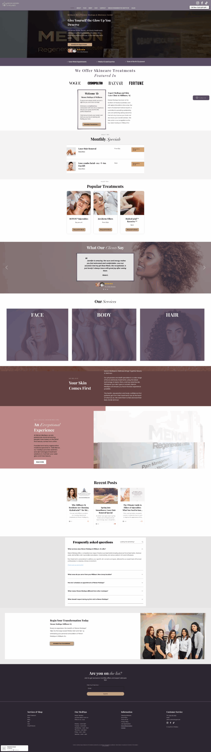 Menon MedSpa website